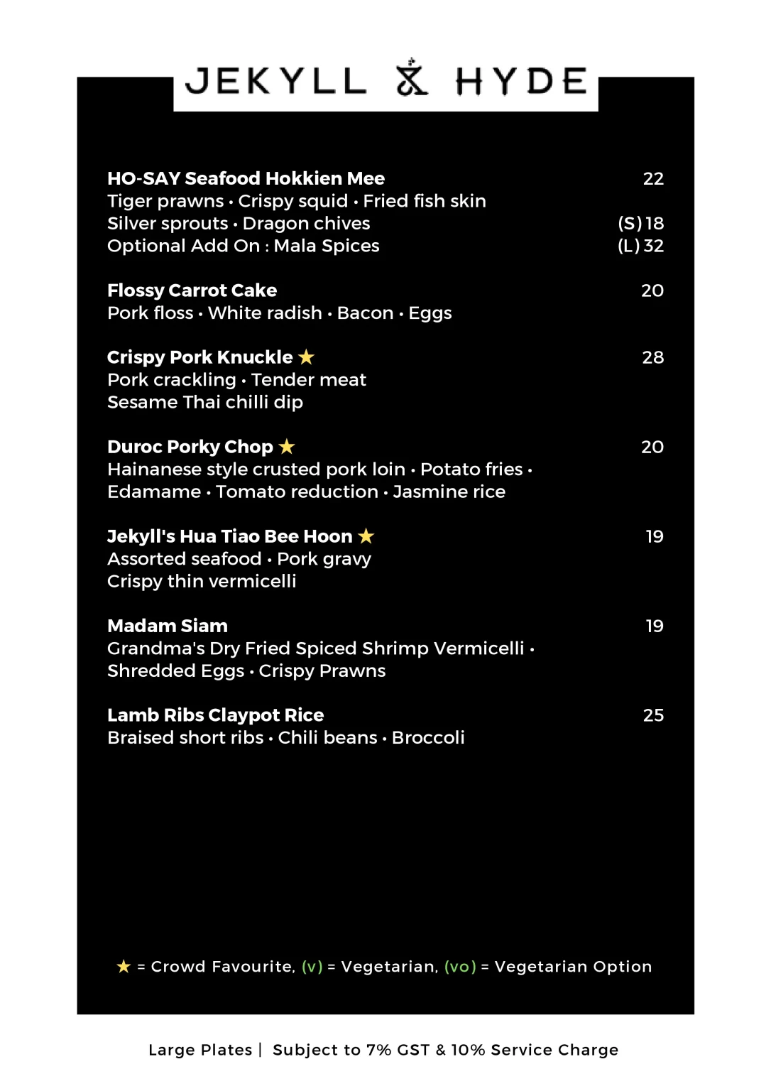 Jekyll & Hyde Mixed Menu 2024