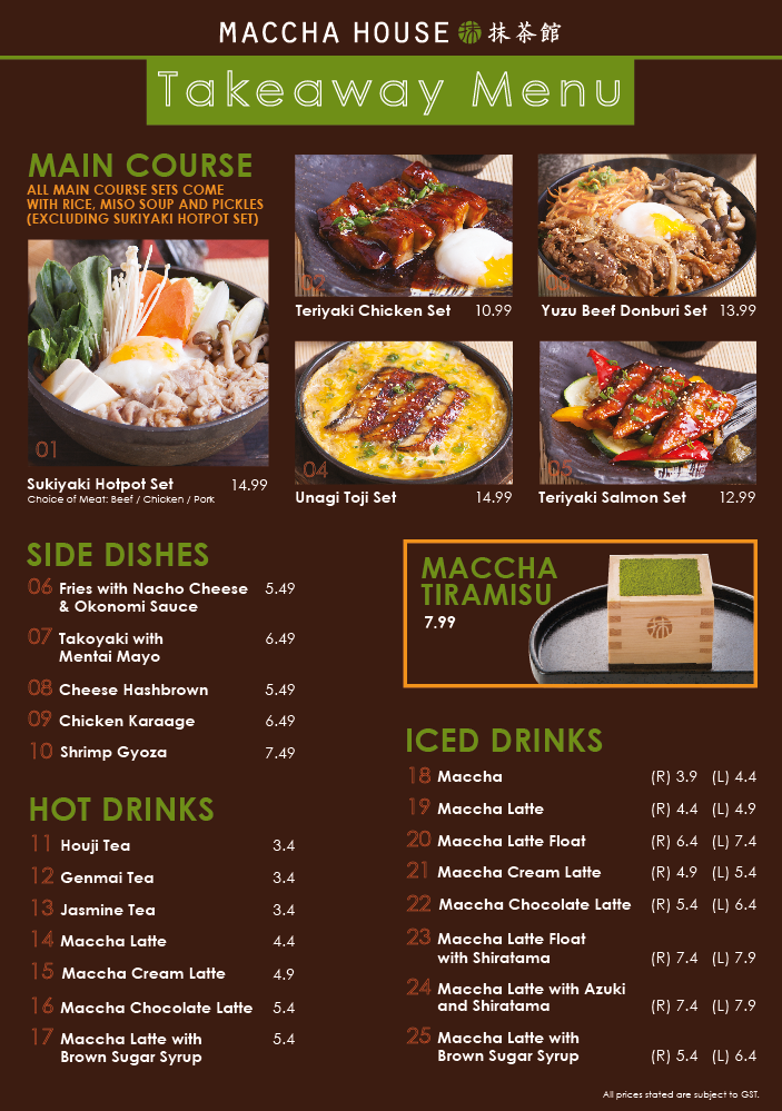 MACCHA HOUSE BEVERAGES MENU 2024