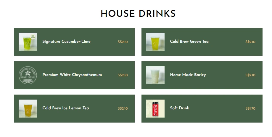 MAM MAM HOUSE DRINKS MENU 2024