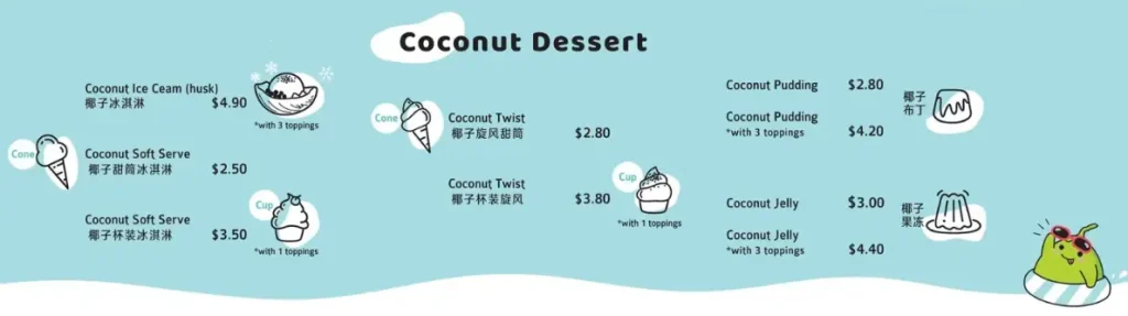 MR COCONUT DESSERTS MENU 2024