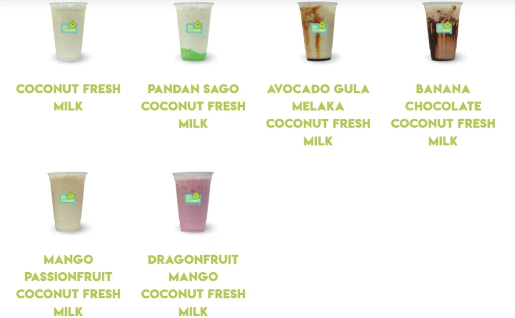 MR COCONUT FRESH MILK MENU PRICES 2024