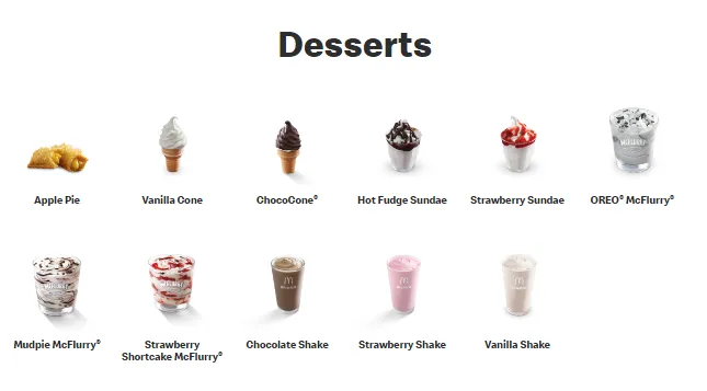 McDonalds Dessert Menu 2024