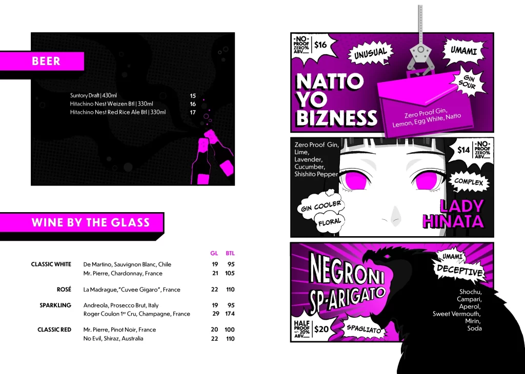 NEON PIGEON BENTO BEER MENU 2024