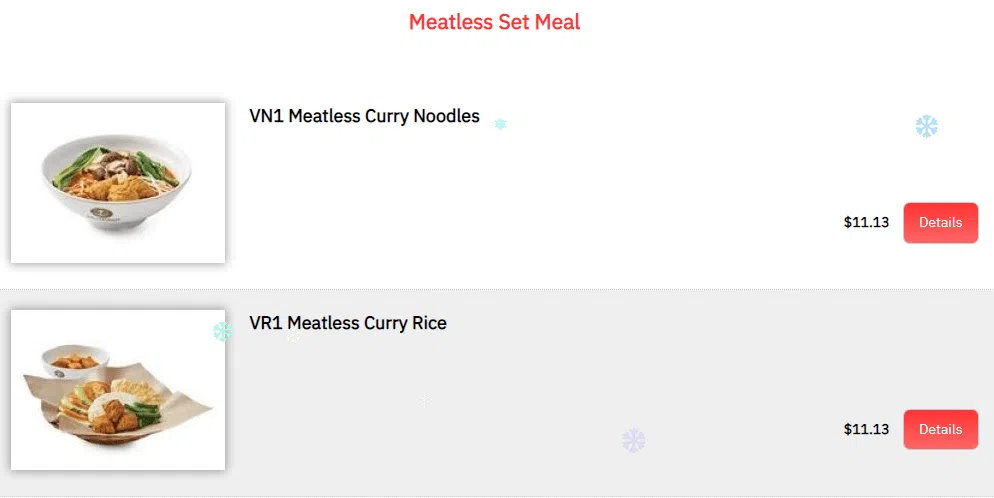 OLDTOWN MEATLESS SET MEAL MENU 2024