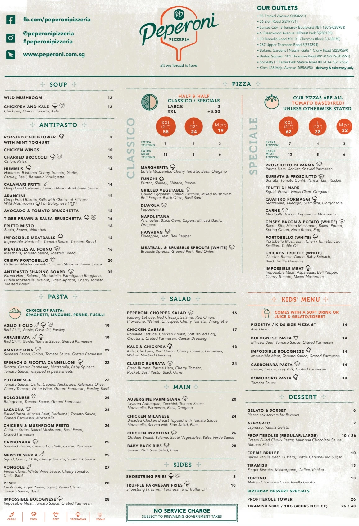 Peperoni Pizzeria Menu 2024