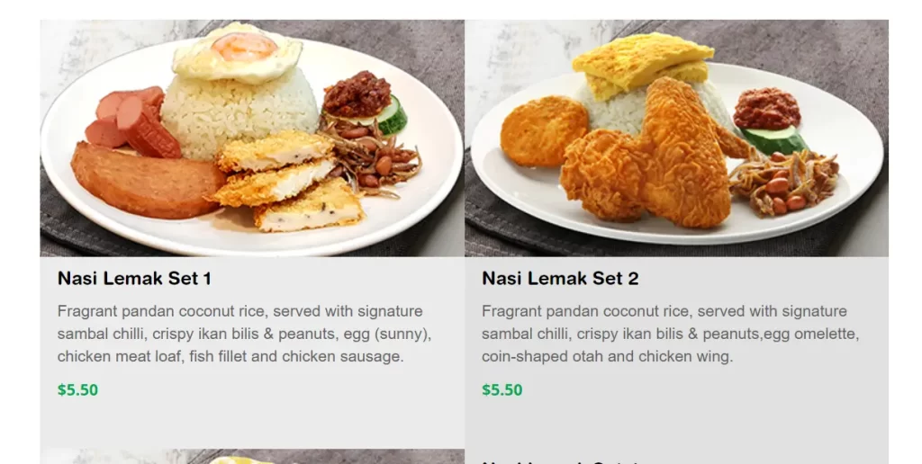 Qiji Menu – Nasi Lemak Sets 2024