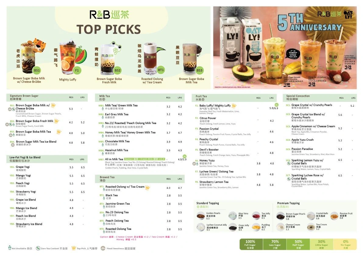 R&B TEA BREWED TEA MENU 2024