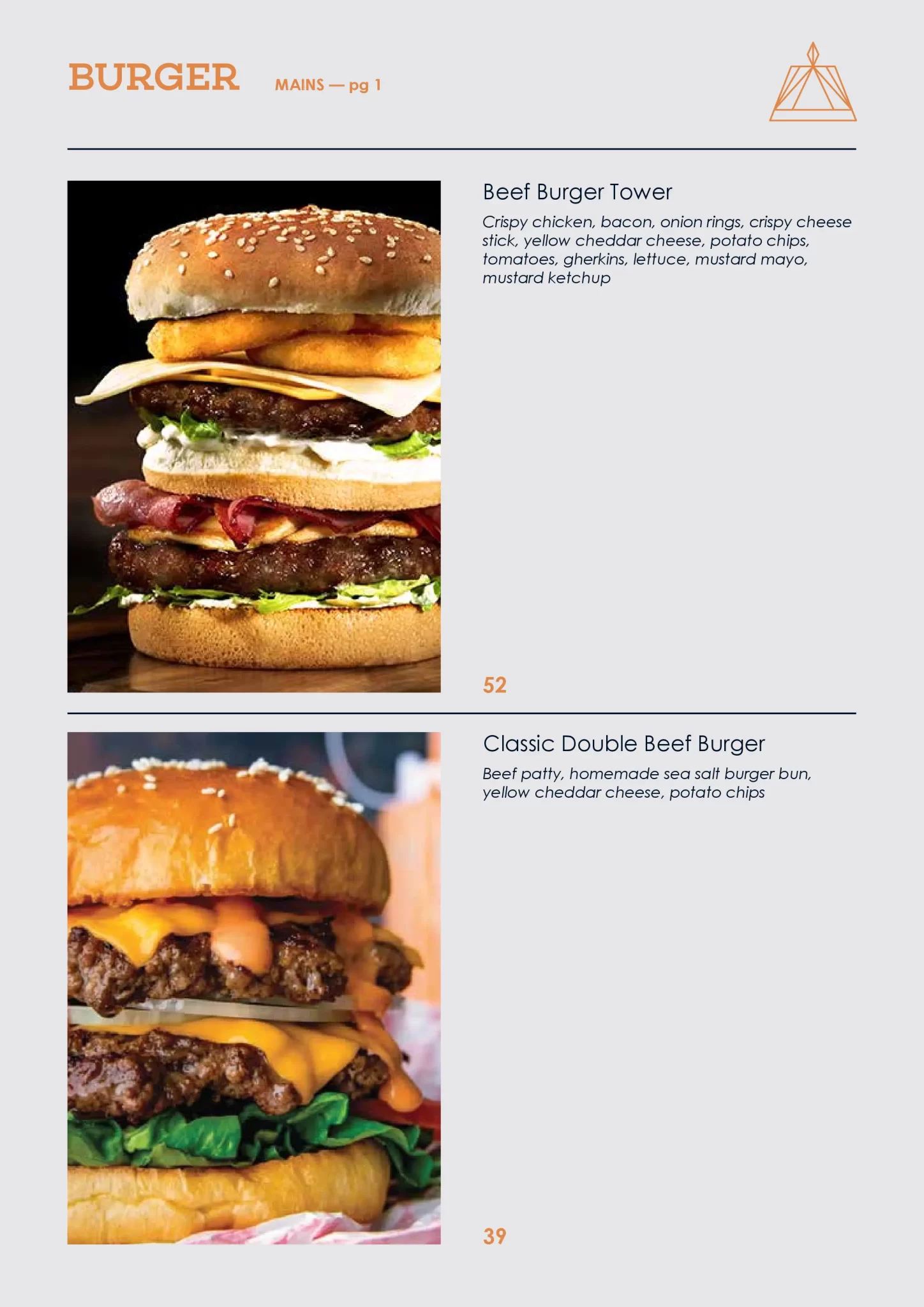 RUBATO Restaurant Burger Menu 2024