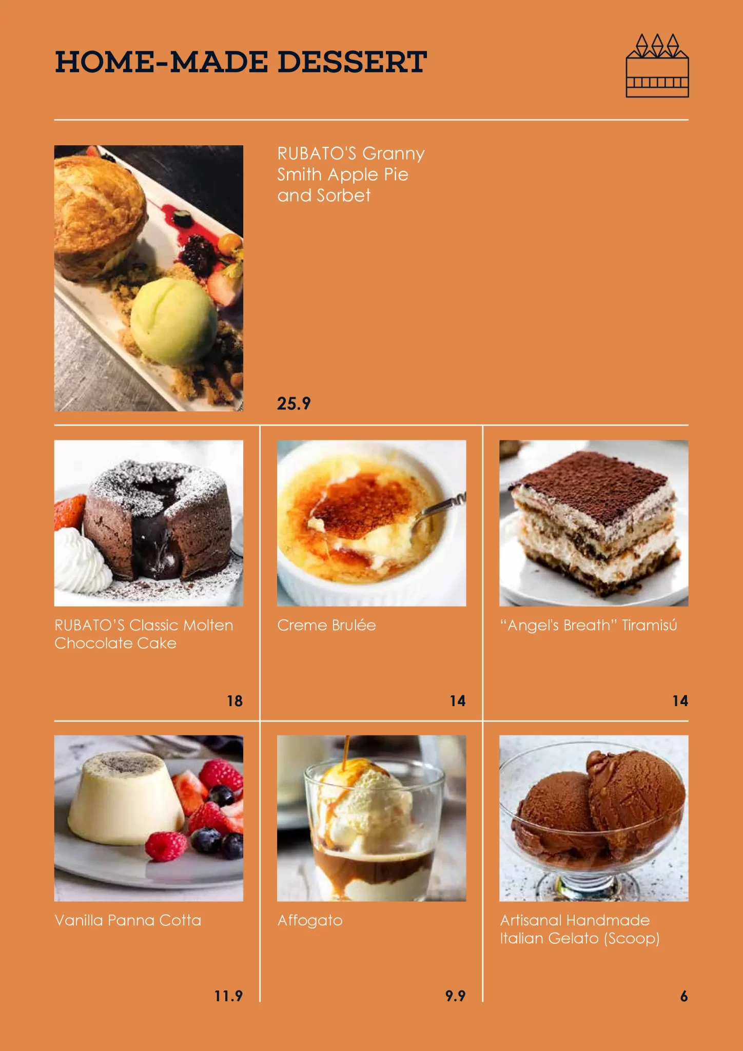 RUBATO Restaurant Dessert Menu 2024