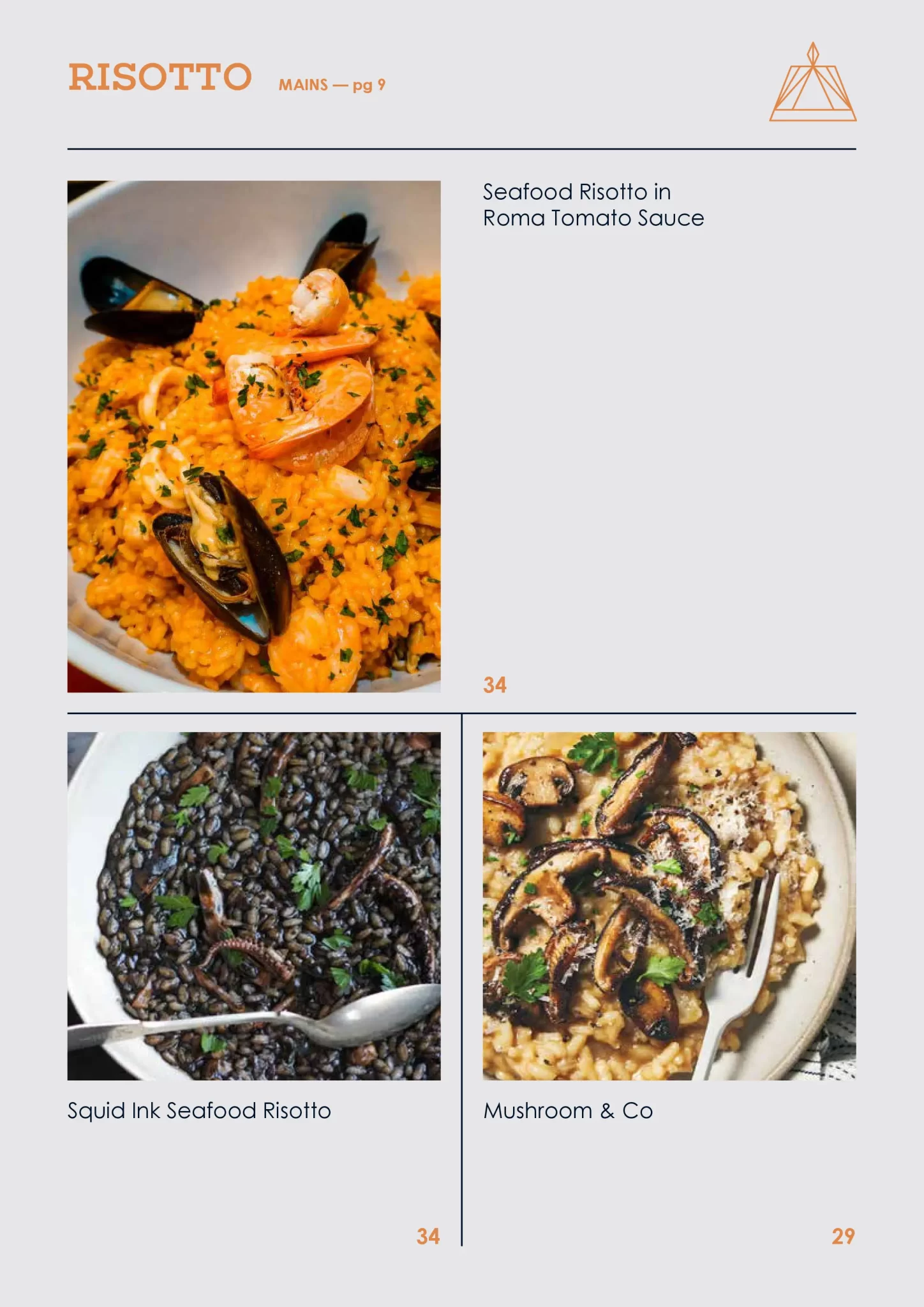 RUBATO Restaurant Risotto Menu 2024