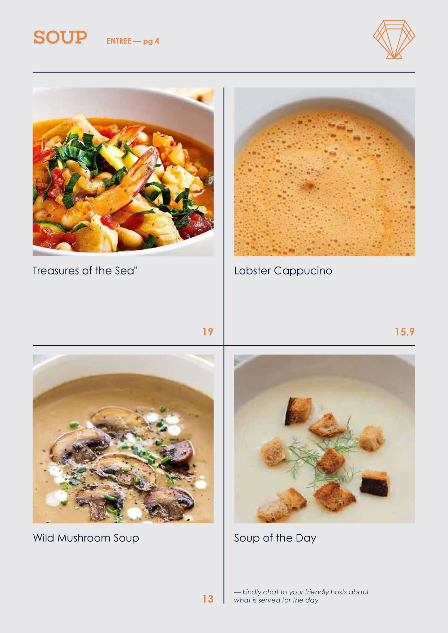 RUBATO Restaurant Soup Menu 2024