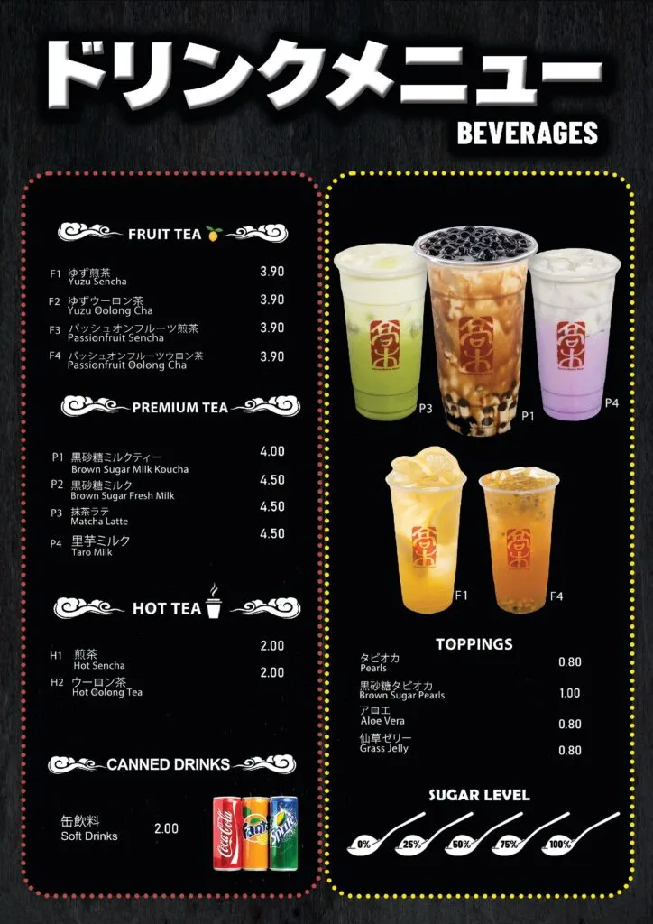 TAKAGI RAMEN BEVERAGES MENU WITH PRICES 2024