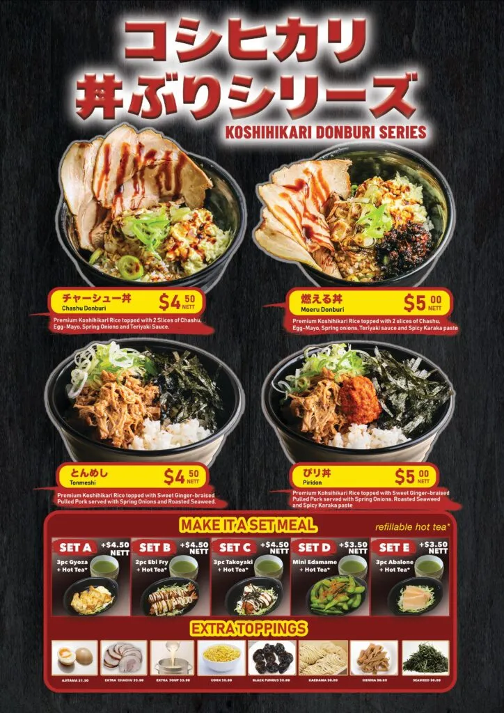 TAKAGI RAMEN RICE SERIES MENU WITH PRICES 2024