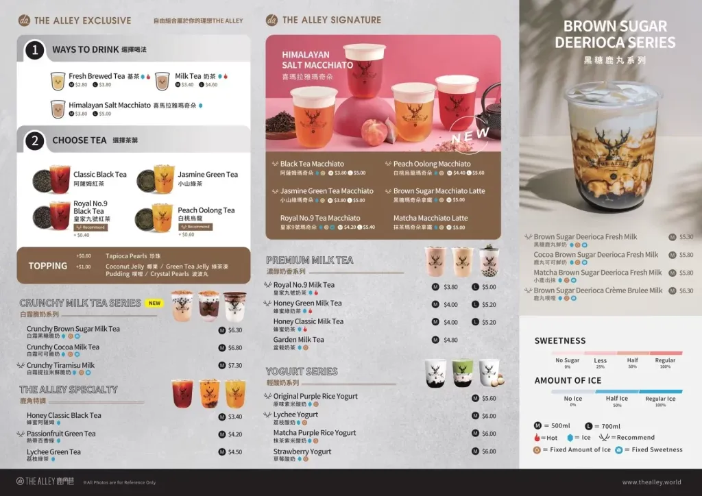 THE ALLEY PREMIUM MILK TEA SERIES MENU 2024