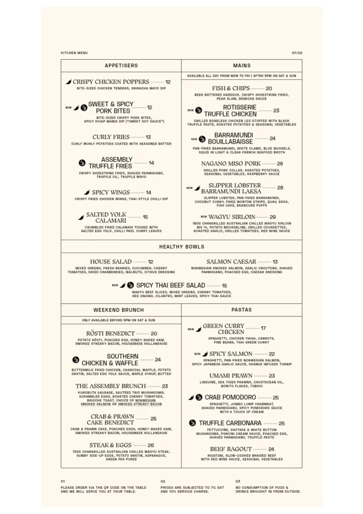 THE ASSEMBLY GROUND APPETIZERS MENU WITH PRICES 2024