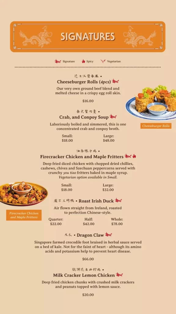 THE DRAGON CHAMBER MENU SEAFOOD PRICES 2024