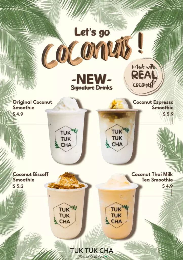 TUK TUK CHA COCONUT DRINKS MENU 2024