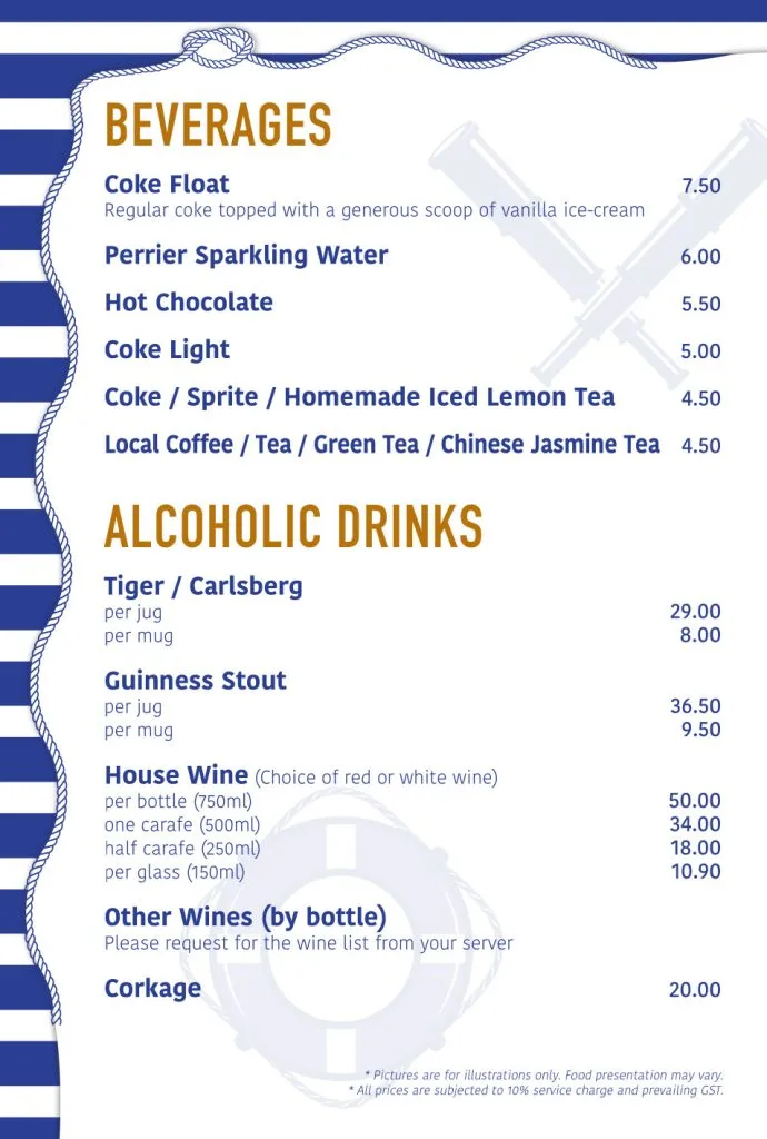 The Ship Restaurant Beverages Menu 2024