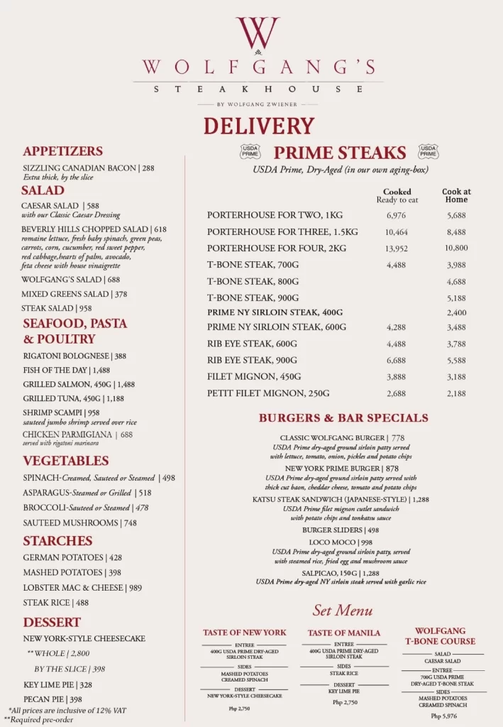 WOLFGANG STEAKHOUSE SEAFOOD MENU 2024