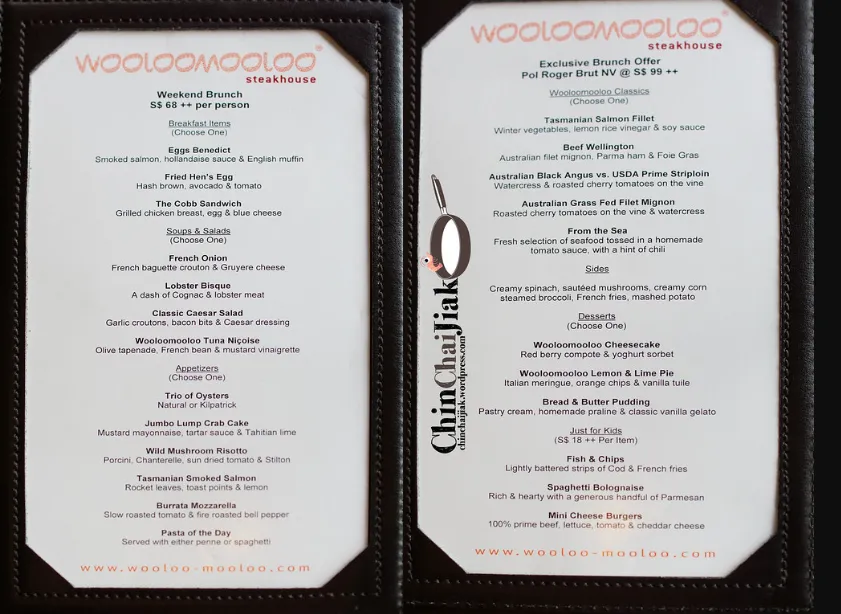 WOOLOOMOOLOO STEAKHOUSE STEAKS MENU WITH PRICES 2024