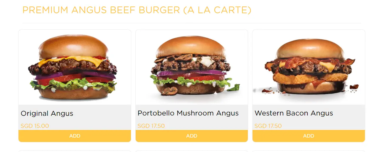 CARLS JR PREMIUM ANGUS BEEF BURGER ALA CARTE MENU PRICES 2024