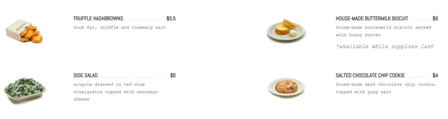 EGGSLUT SIDES MENU PRICES 2024