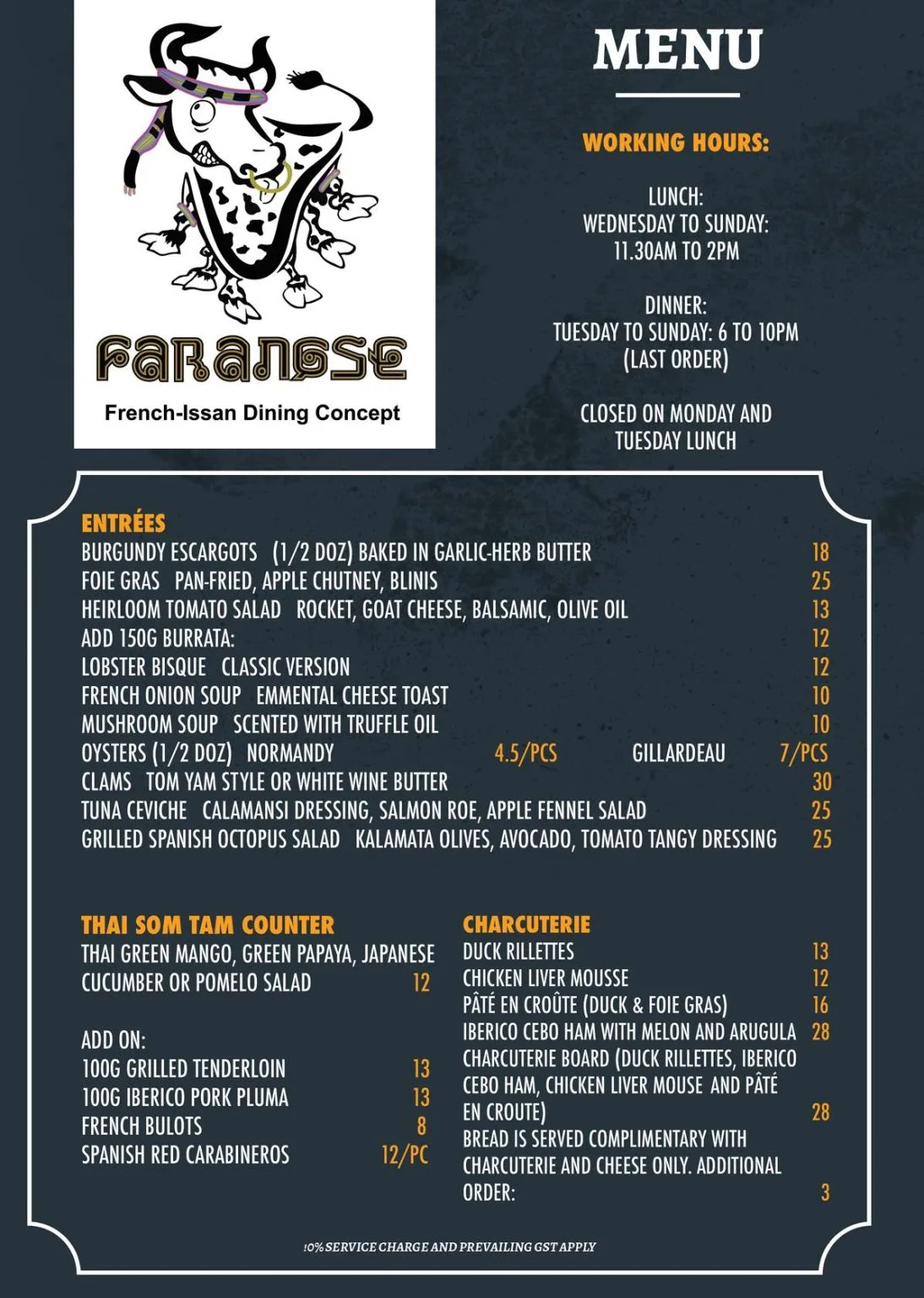 Farangse Menu 2024