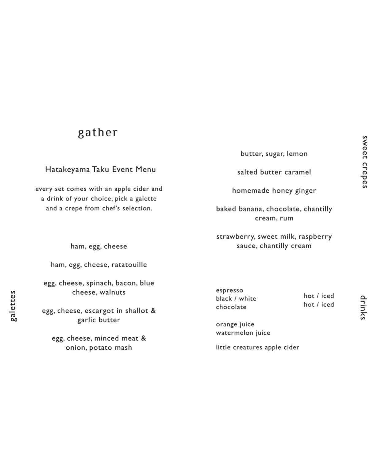 Gather Menu 2024