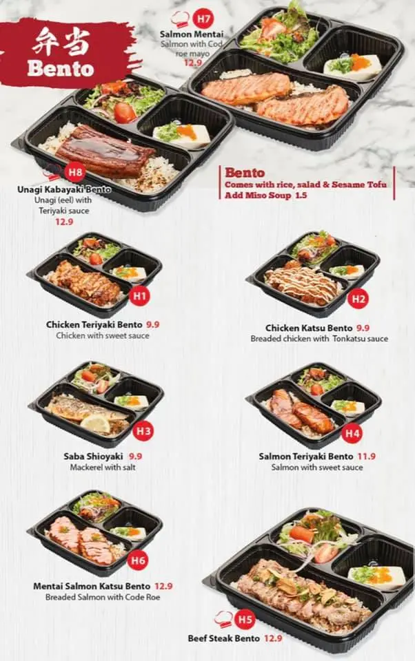 Kazoku Japanese Cuisine Bento Menu 2024