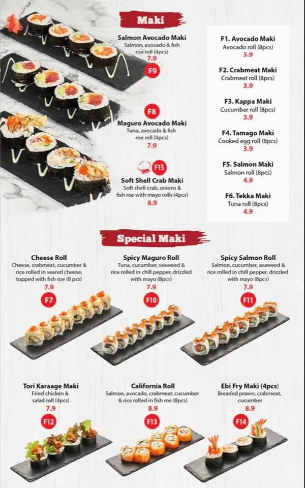 Kazoku Japanese Cuisine Maki Menu 2024