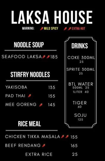 Korean Laksa House Menu 2024