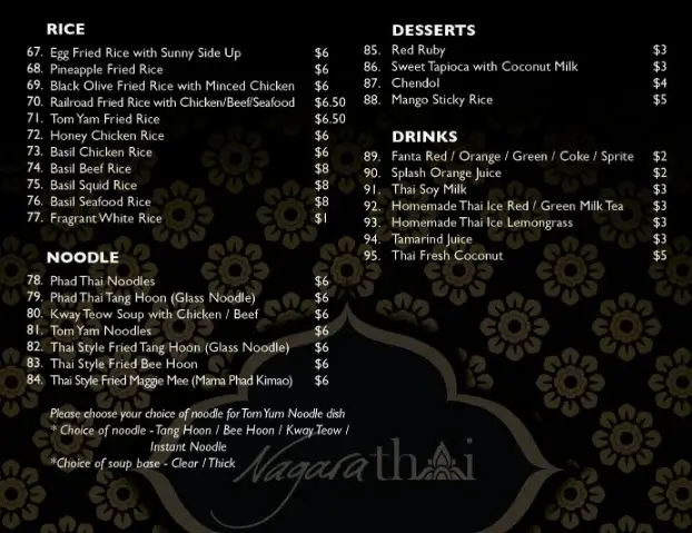 Nagara Thai Menu 2024