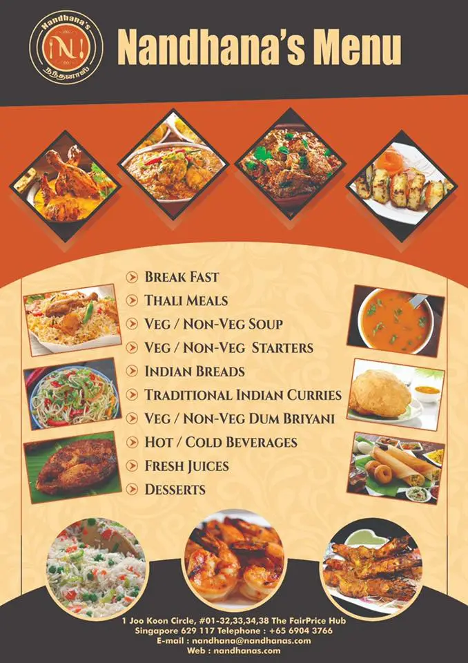 Nandhana’s Restaurant Menu 2024