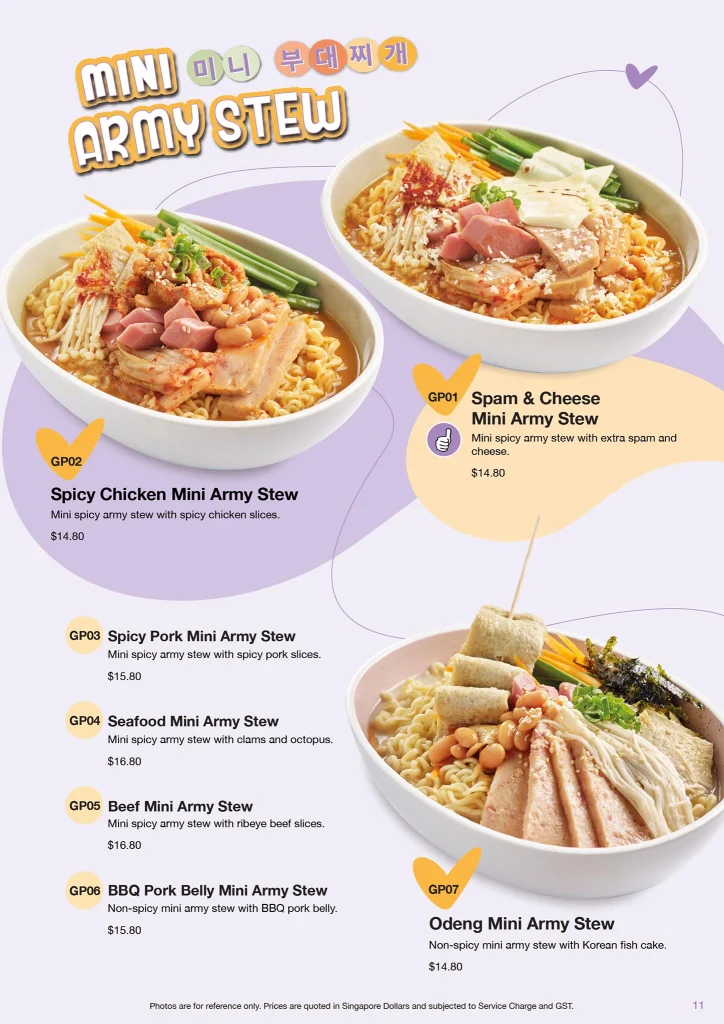 Seoul Yummy Mini Army Stew Menu 2024