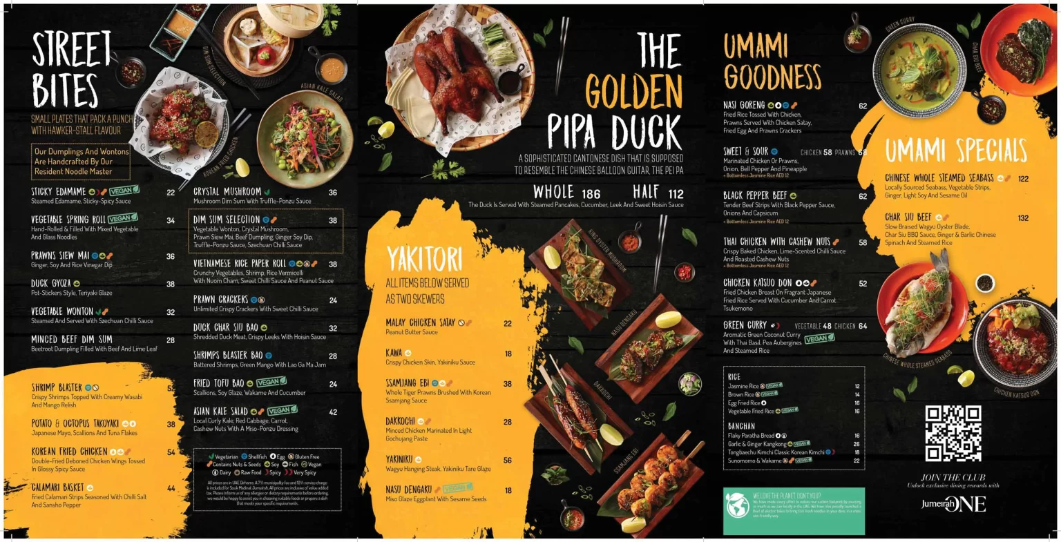 THE GOLDEN PIPA DUCK MENU 2024