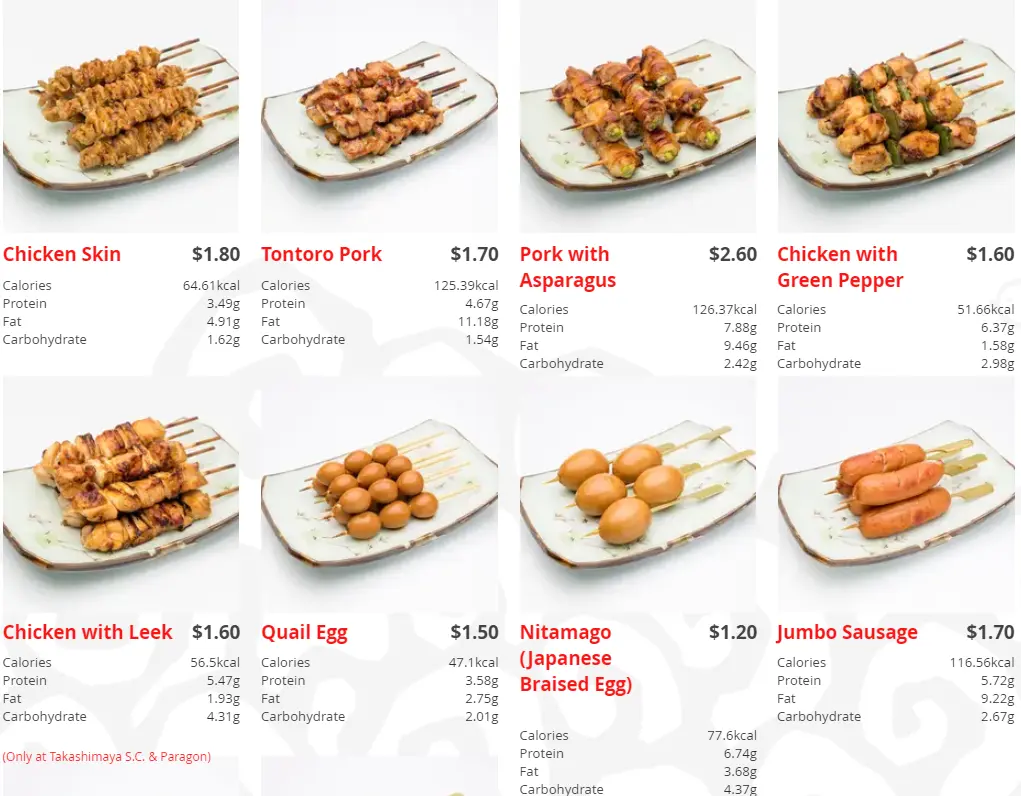 TORI Q YAKITORI STICKS MENU WITH PRICES 2024