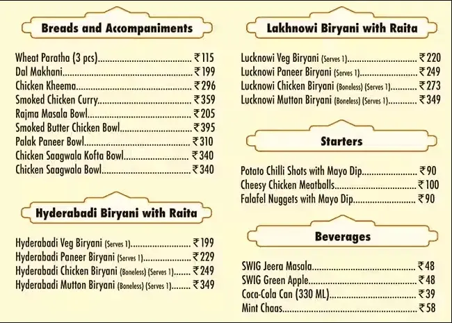 The Biryani Life Premium Biryani Menu 2024