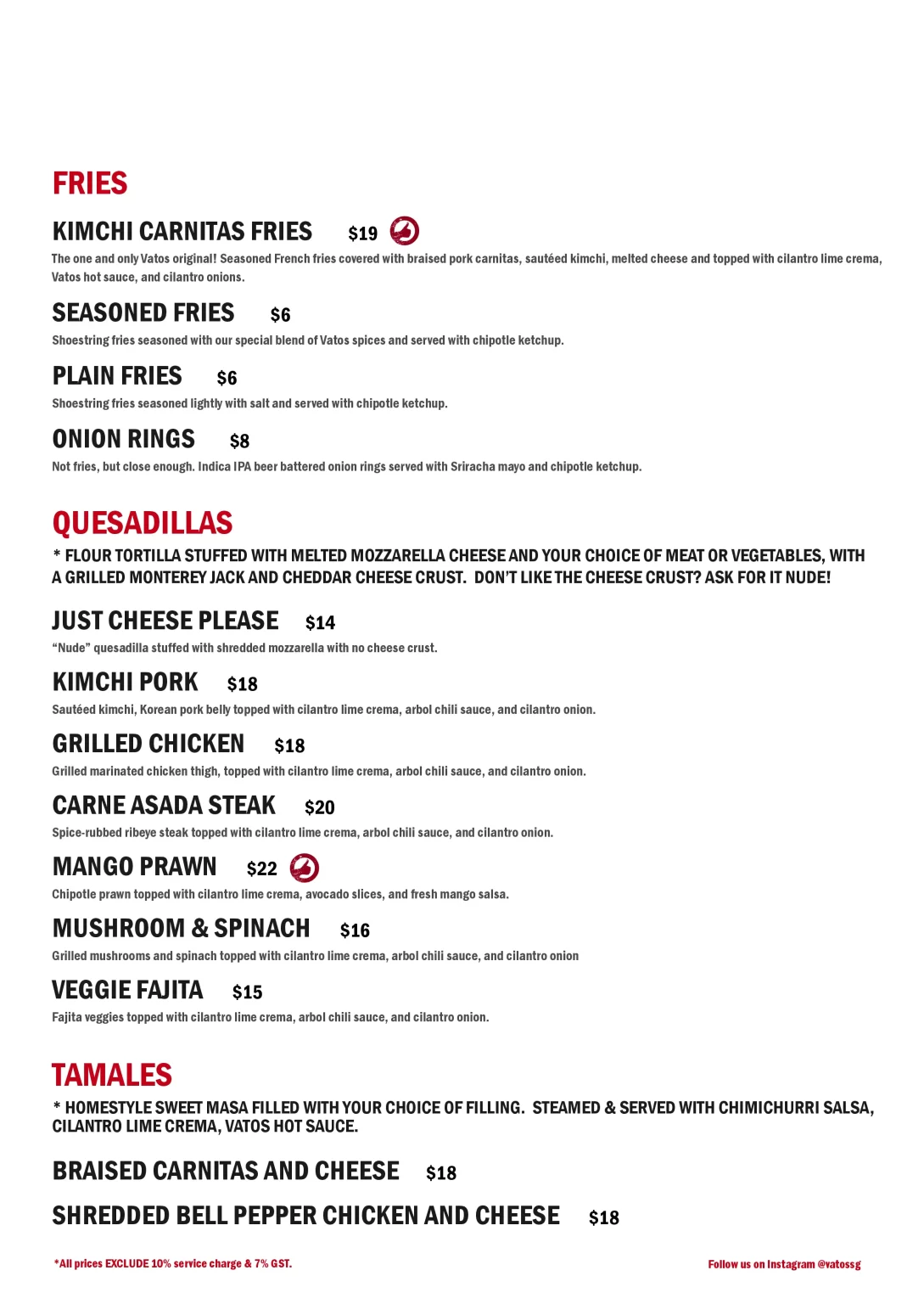 Vatos Urban Tacos Fries And Tamales Menu 2024