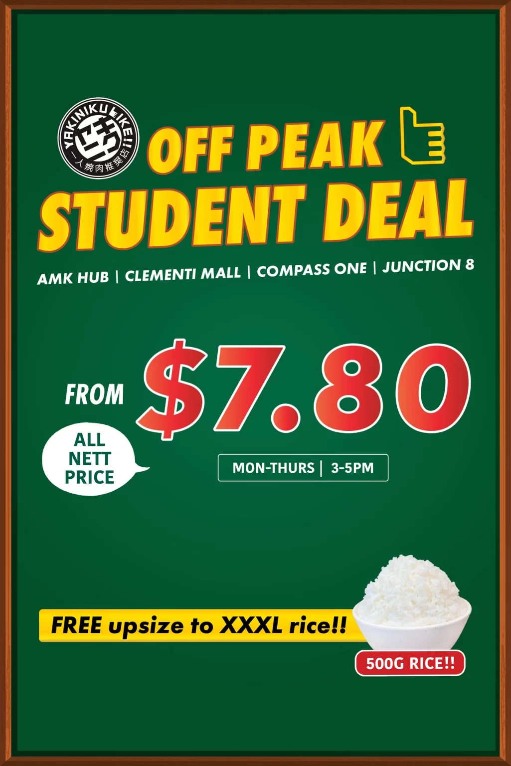 YAKINIKU STUDENTS DEAL- OFF PEAK MENU 2024