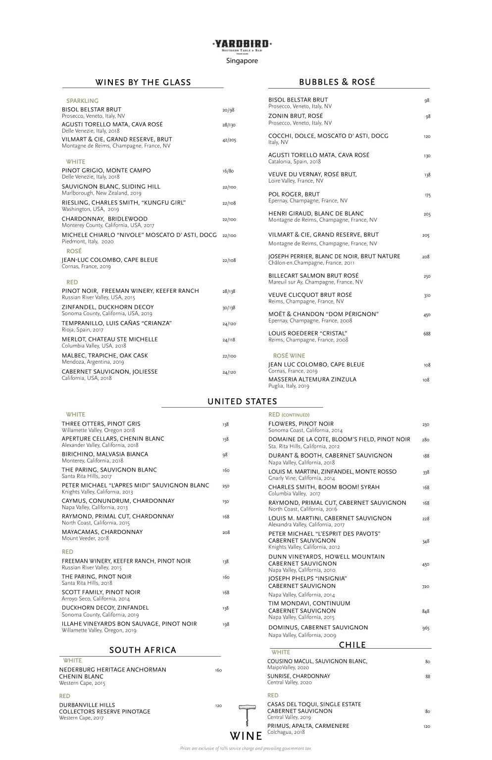 YARDBIRD SINGAPORE DESSERTS MENU 2024