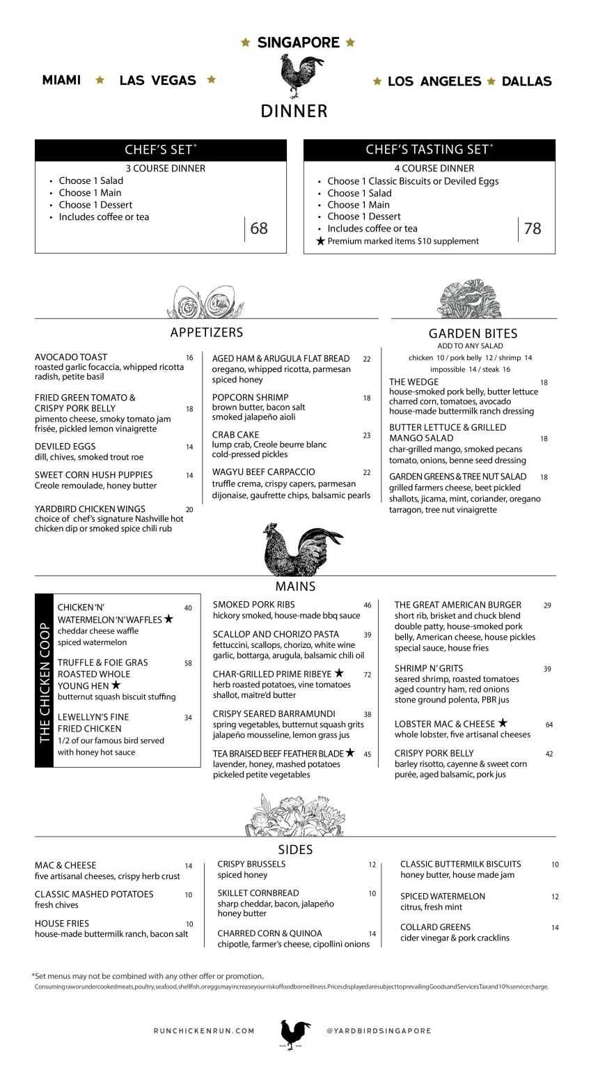 YARDBIRD SINGAPORE FAMILY PACKS MENU PRICES 2024